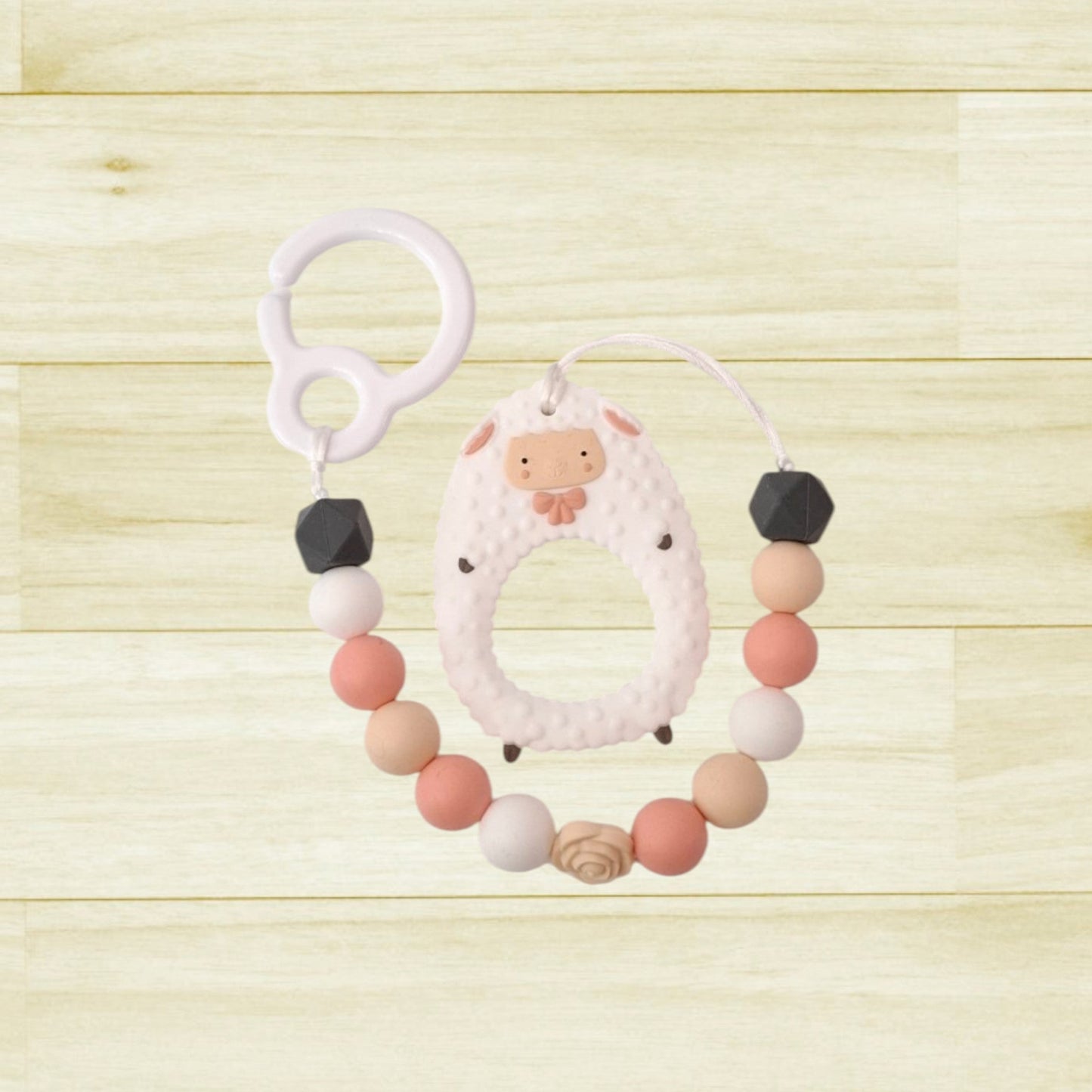 Jouet de poussette Mouton blanc rose