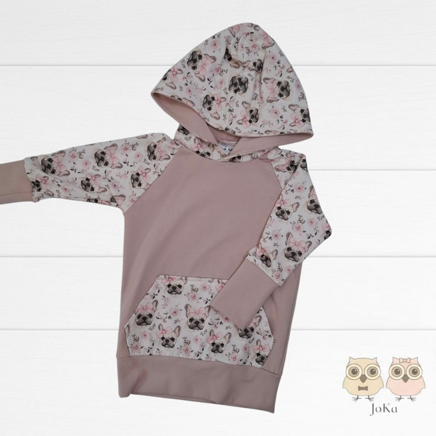 Hoodie évolutif Bulldog rose et boucles