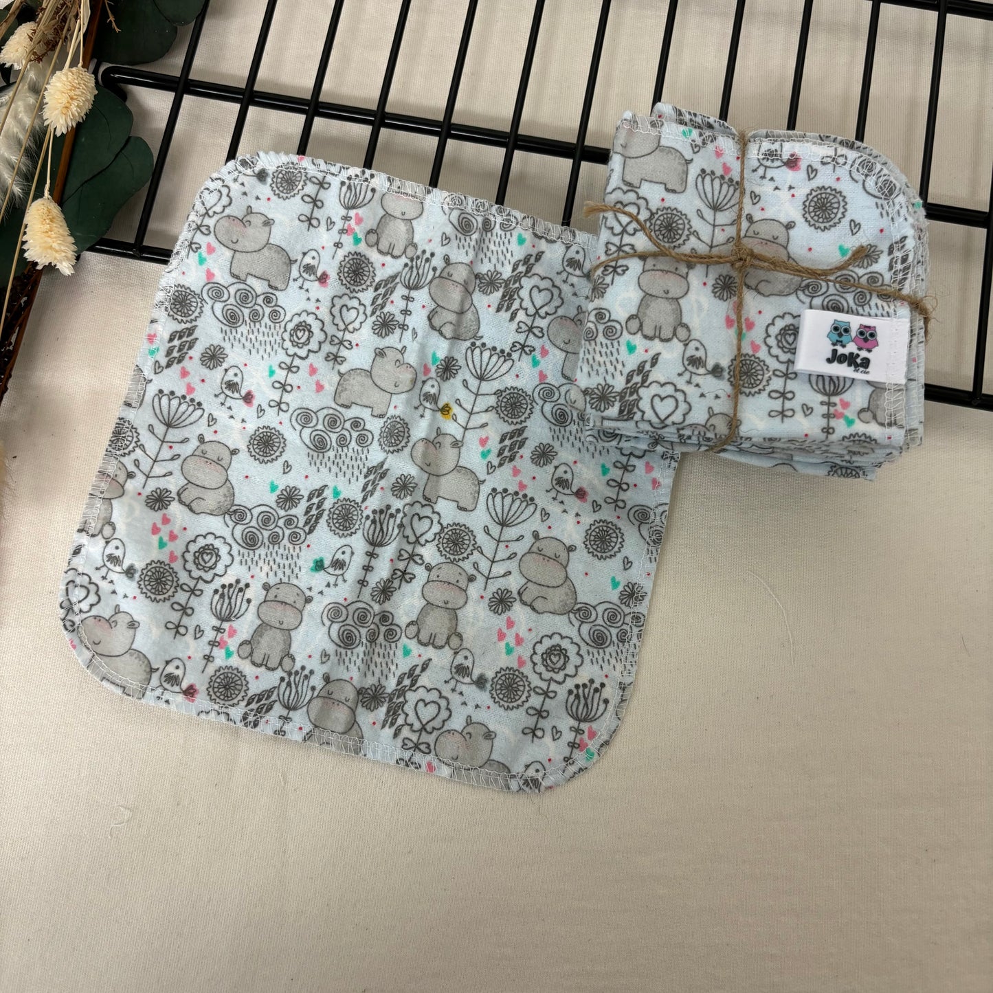 Ensemble de 10 lingettes Hippopotame heureux