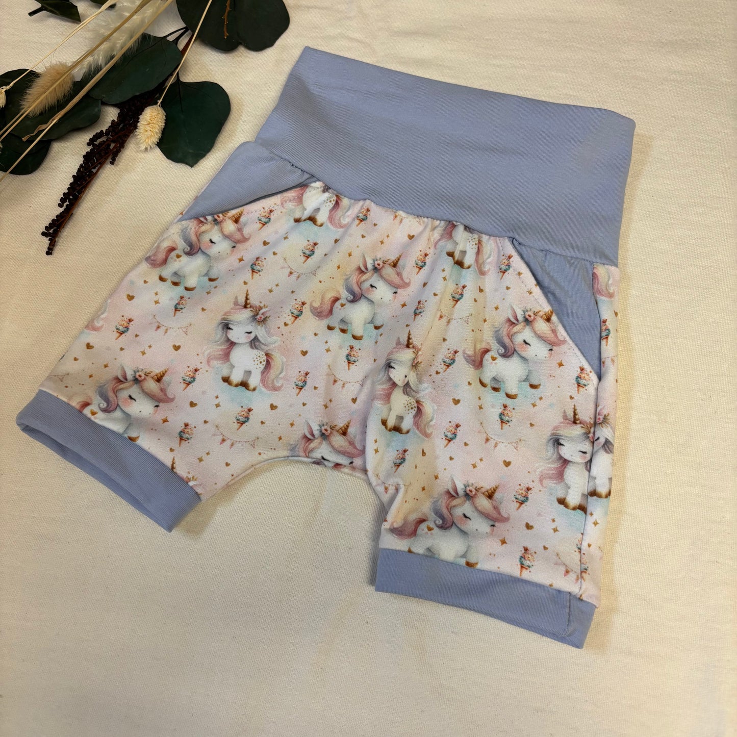 Short évolutif Licornes et cornet aquarelle
