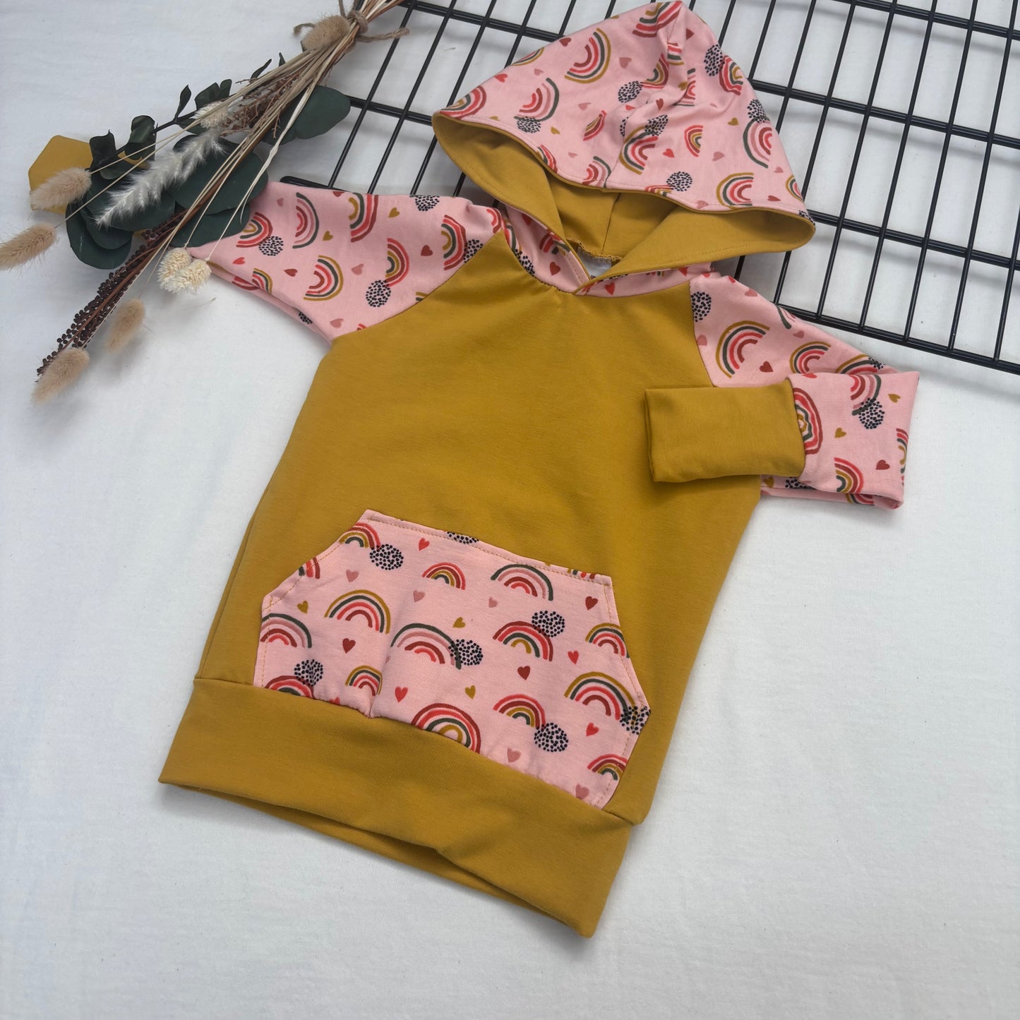 Hoodie évolutif Mignon arc-en-ciel fond rose