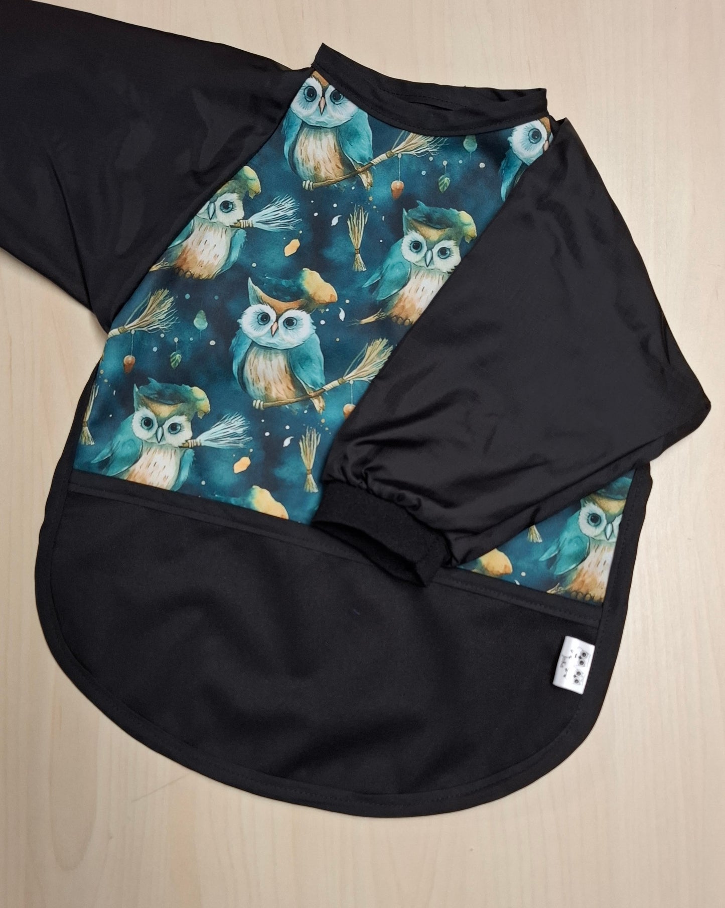 Bavette / tablier à manches Chouettes bleues