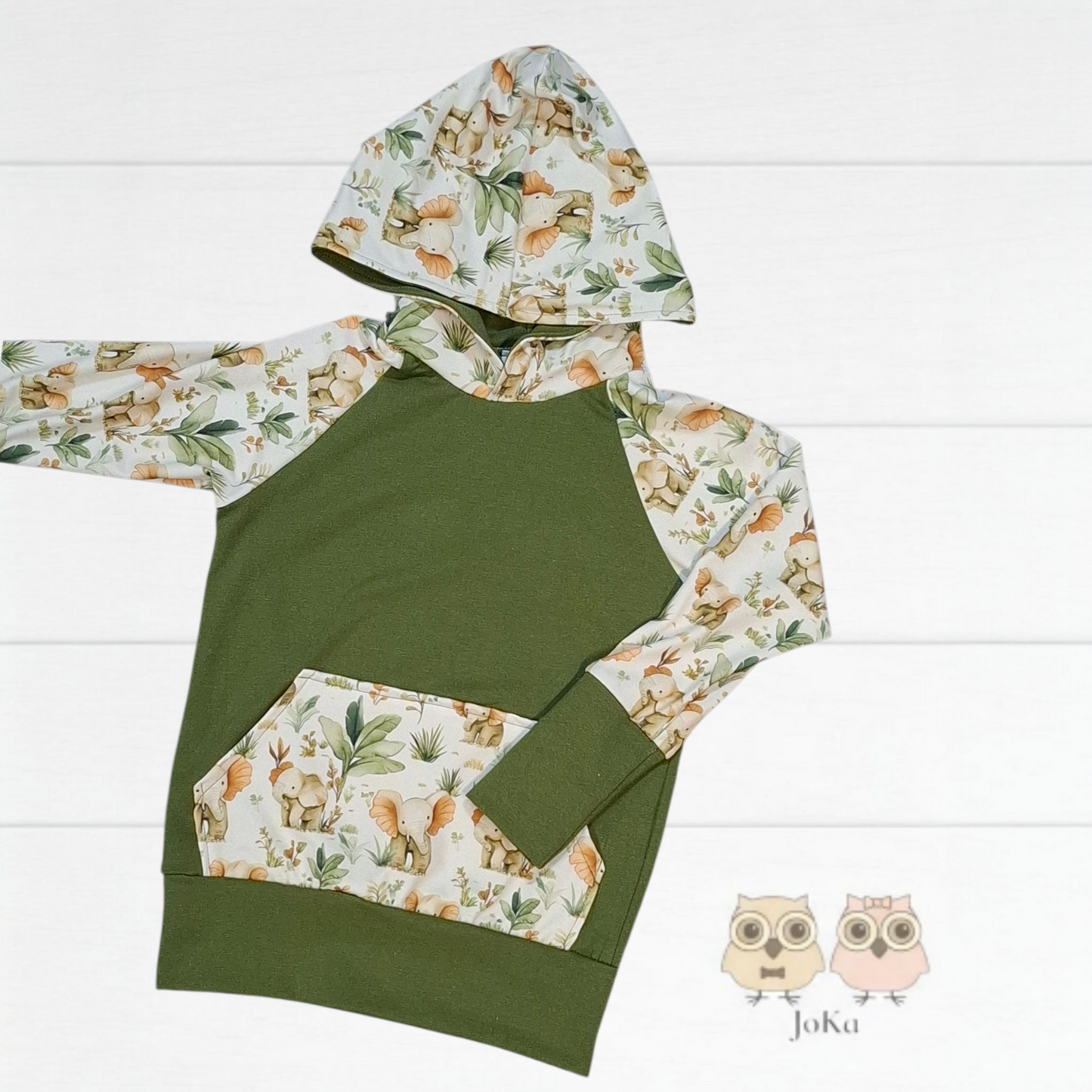 Hoodie évolutif Éléphants et feuillage