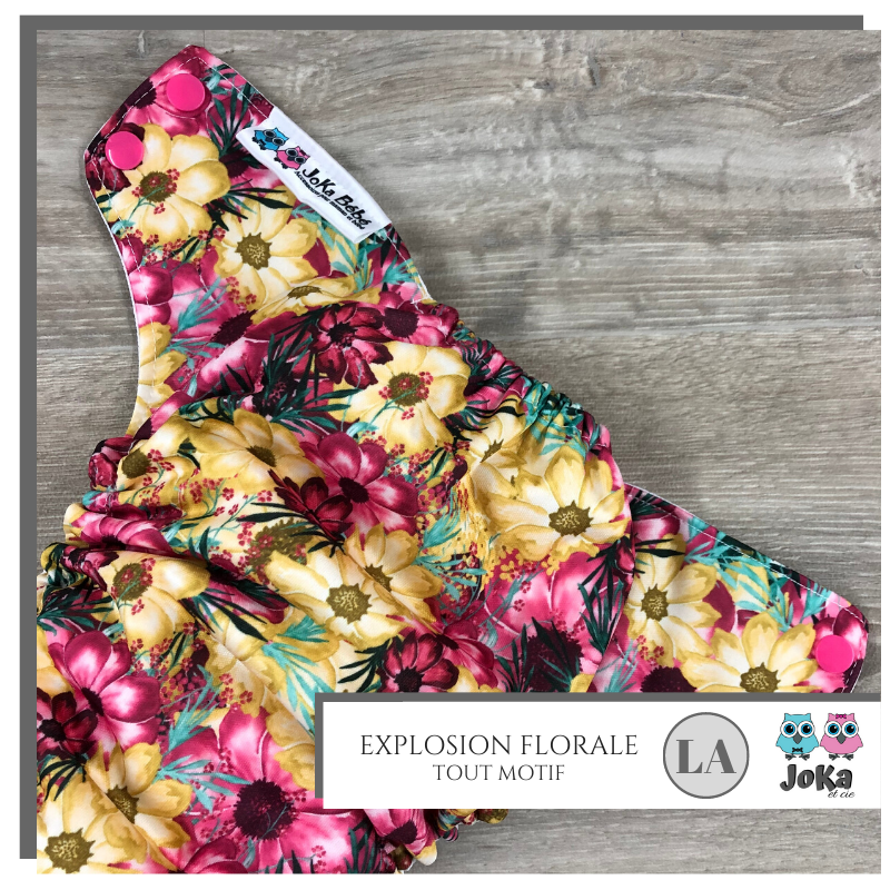 Couche lavable Tout motif Explosion florale Large