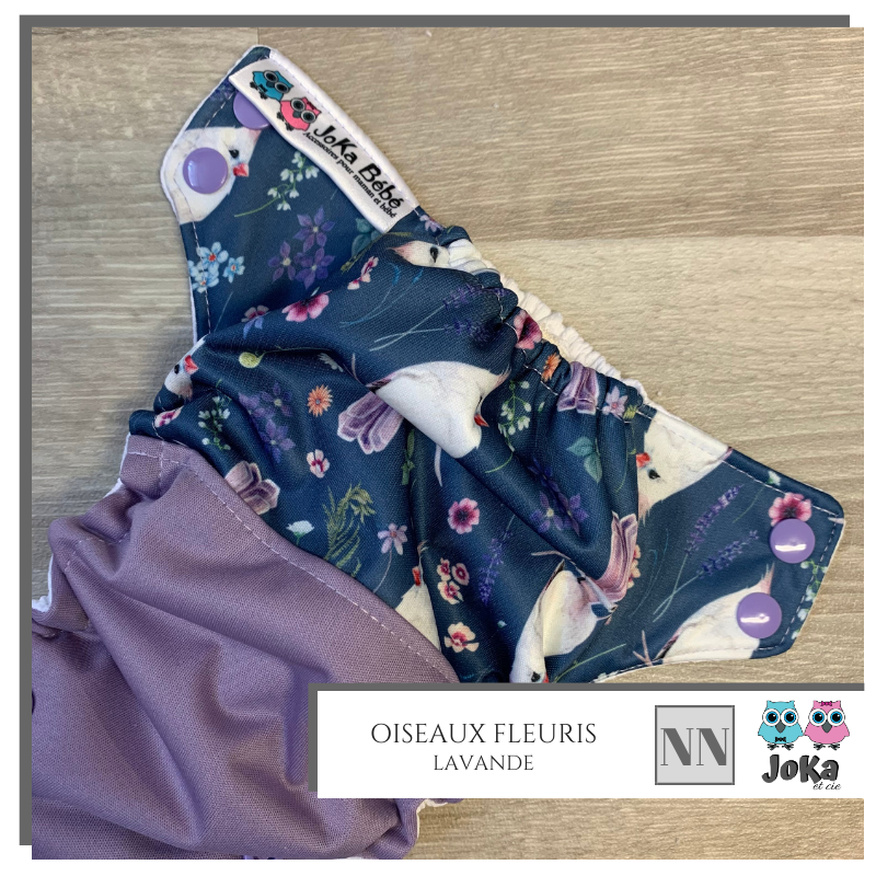 Couche lavable 2.0 Oiseaux fleuris Nouveau-né
