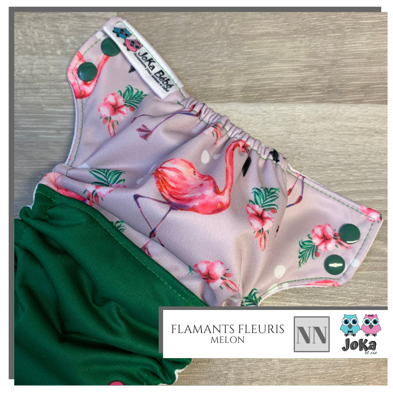 Couche lavable 2.0 Flamants fleuris Nouveau-né