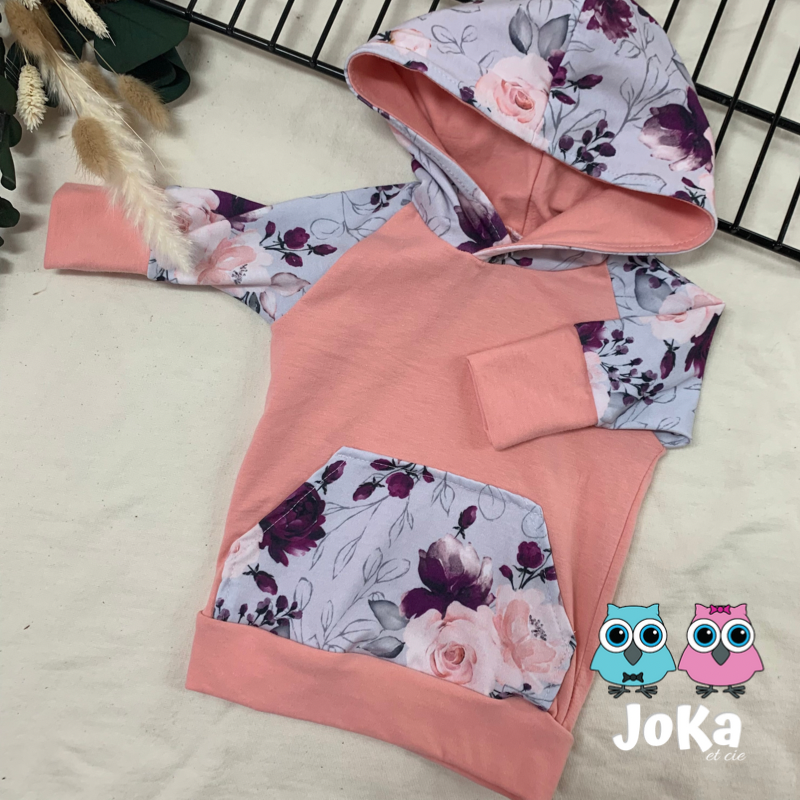 Hoodie évolutif Bouquets violet 0-3 mois