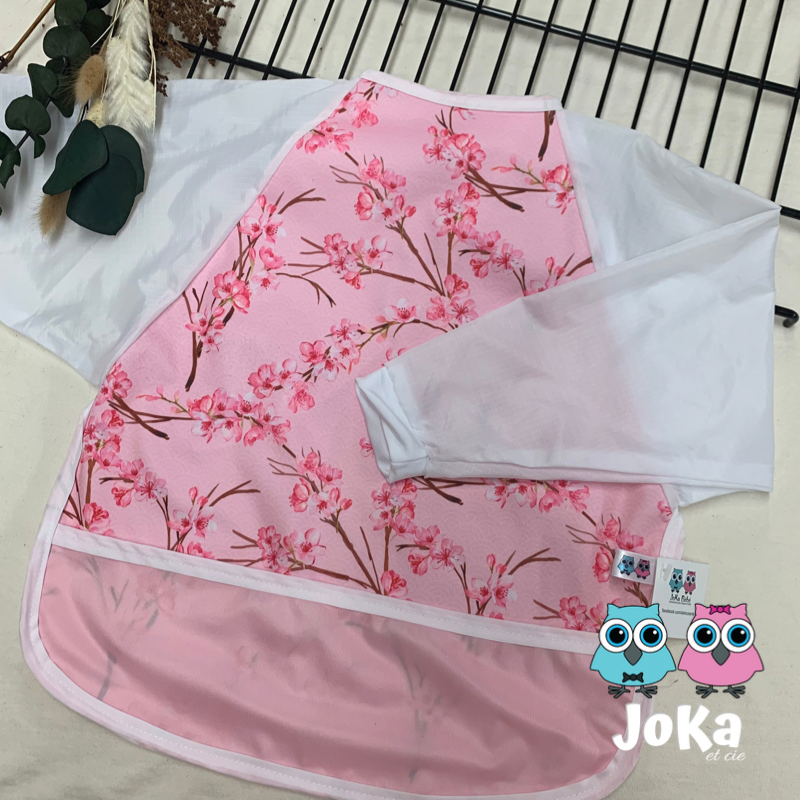Bib/apron with sleeves Cherry blossoms