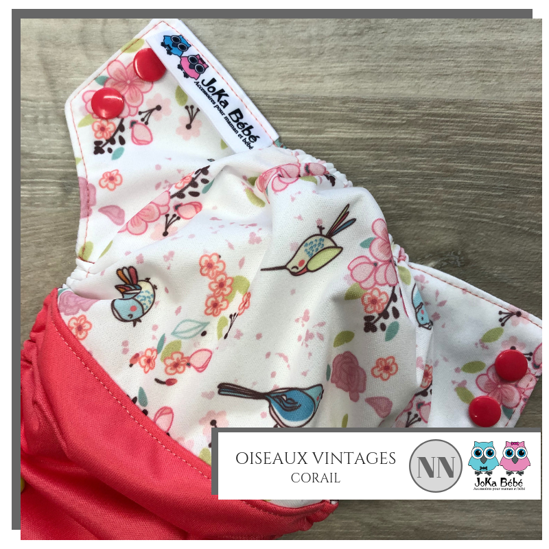 Couche lavable 2.0 Oiseaux vintages Nouveau-né