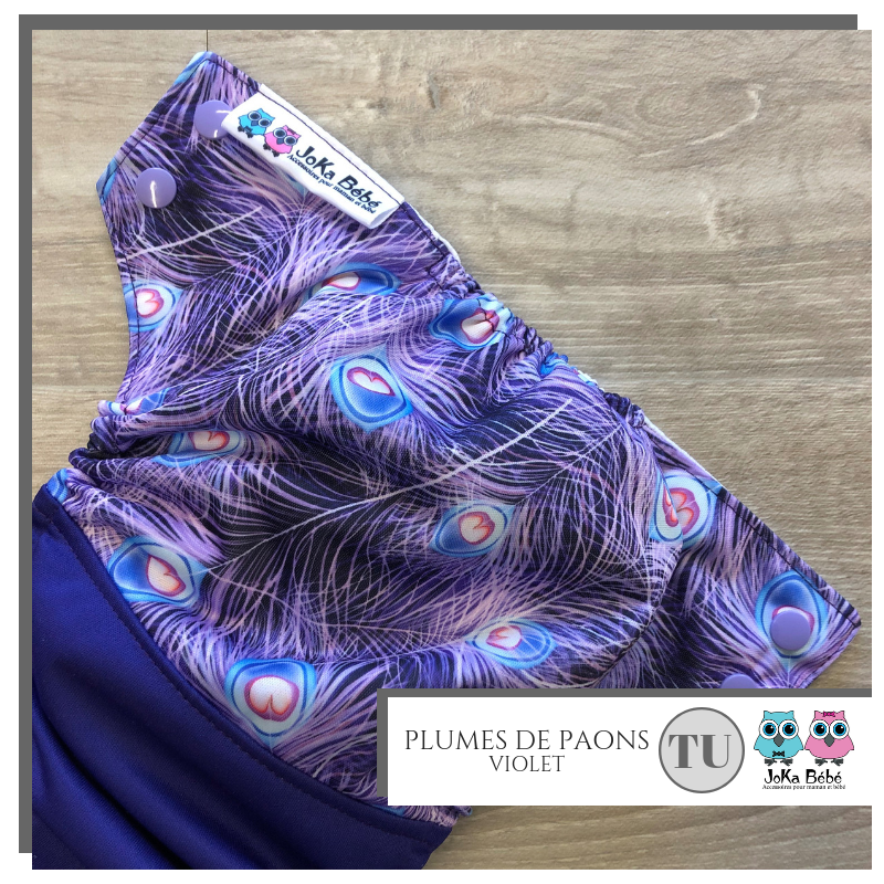 Couche lavable 2.0 Plumes de paons Taille unique