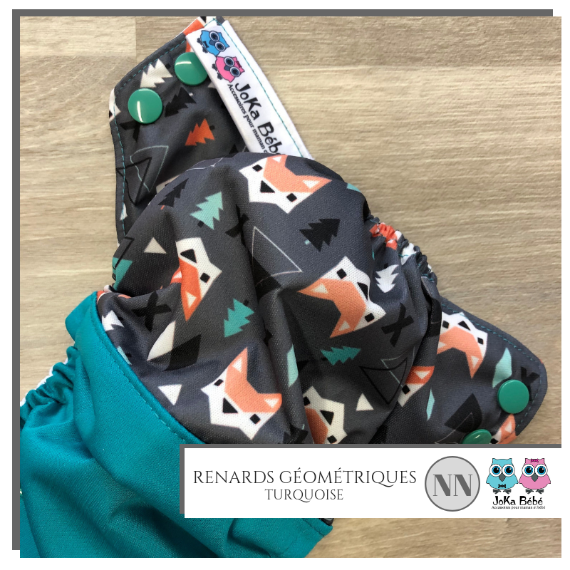 Couche lavable 2.0 Renards géométriques Nouveau-né