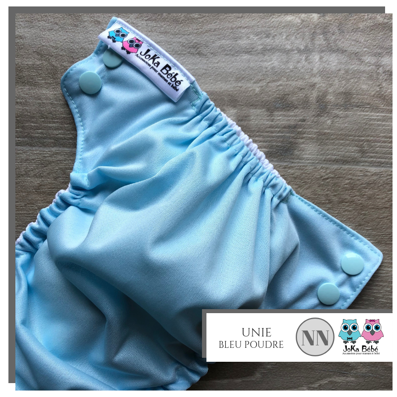 Couche lavable unie Bleu poudre Nouveau-né