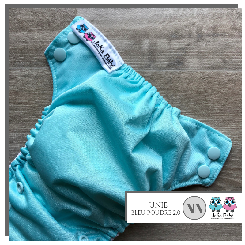 Couche lavable unie Bleu ciel Nouveau-né