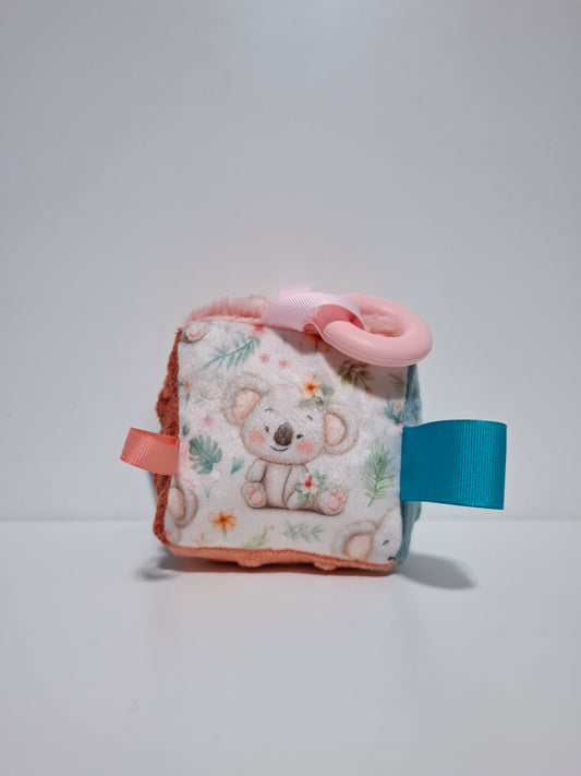 Mini cube Koala souriant et fleurs tropical