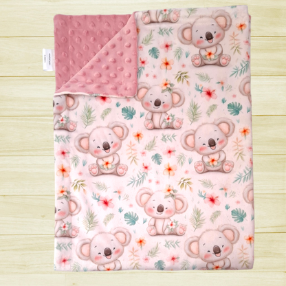 Couverture Koala souriant et fleurs tropical