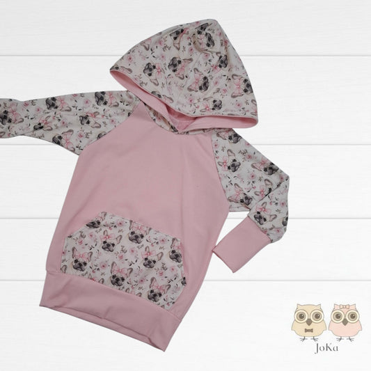 Hoodie évolutif Bulldog rose et boucles