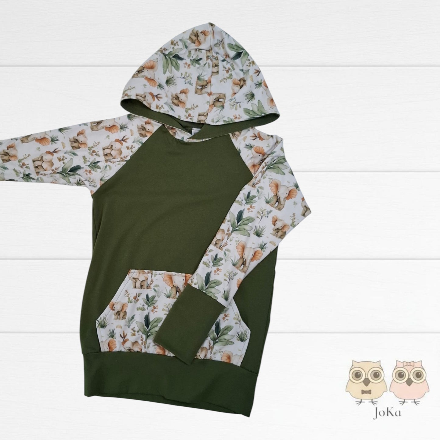 Hoodie évolutif Éléphants et feuillage
