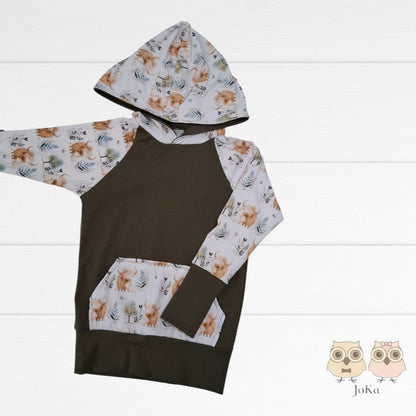Hoodie évolutif Maman et bébé vache highland