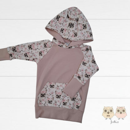 Hoodie évolutif Bulldog rose et boucles