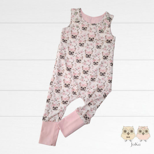 Romper évolutif Bulldog rose et boucles
