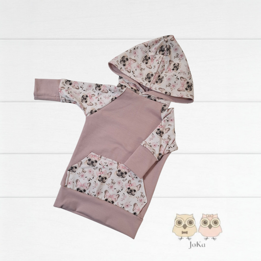 Hoodie évolutif Bulldog rose et boucles