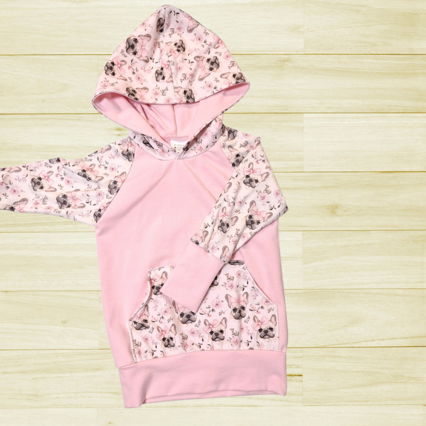 Hoodie évolutif Bulldog rose et boucles