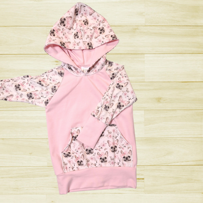 Hoodie évolutif Bulldog rose et boucles