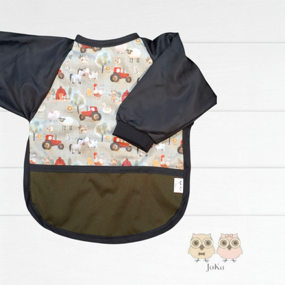 Bavette / tablier à manches Grange et tracteurs rouge