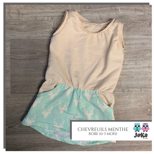 Grow-with-me Dress Chevreuils menthe