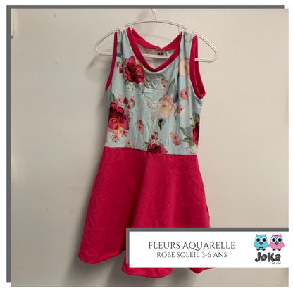 Robe soleil Fleurs aquarelles