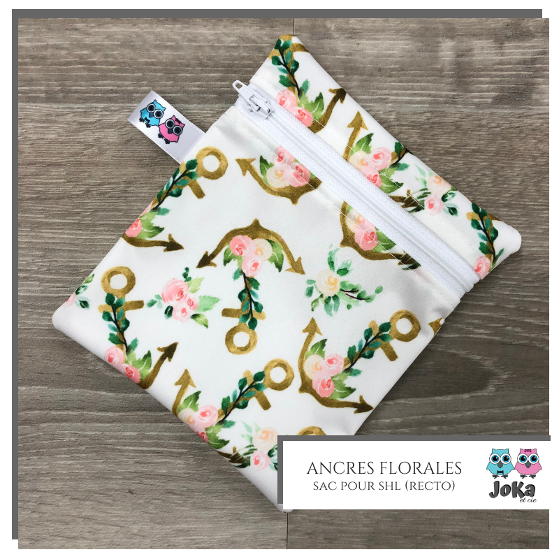 Washable sanitary napkin bag Ancres florales